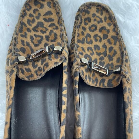 Stuart Weitzman Jeweled Leopard Print Suede Loafers - Picture 4 of 11